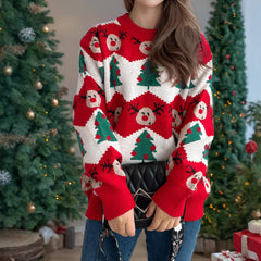 Christmas Casual Knitted Sweater For Women Loose Pullover